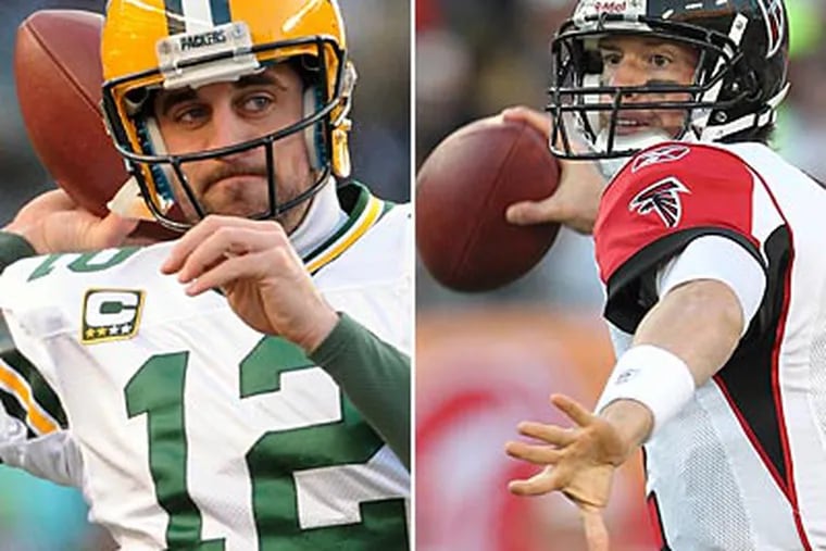 Will you root for Aaron Rodgers and the Packers or Matt Ryan and the Falcons? (AP Photos)