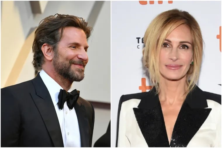 Bradley Cooper at the Academy Award Sunday night, left; a file image of Julia Roberts.