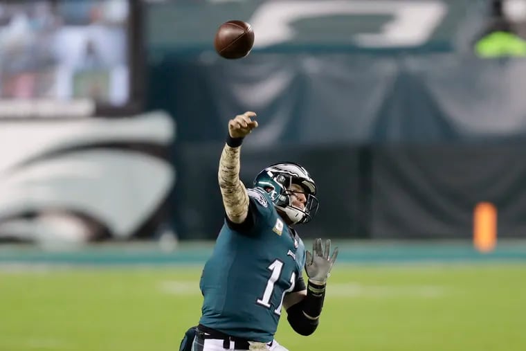 Eagles quarterback Carson Wentz has five interceptions on pass attempts over 20 yards.
