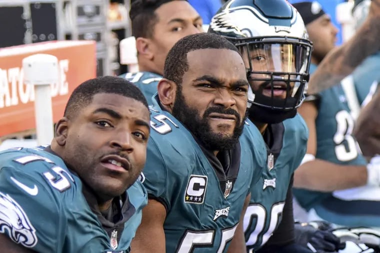 Eagles defensive ends (from left) Vinny Curry, Brandon Graham and Derek Barnett will likely be key players in the next game.