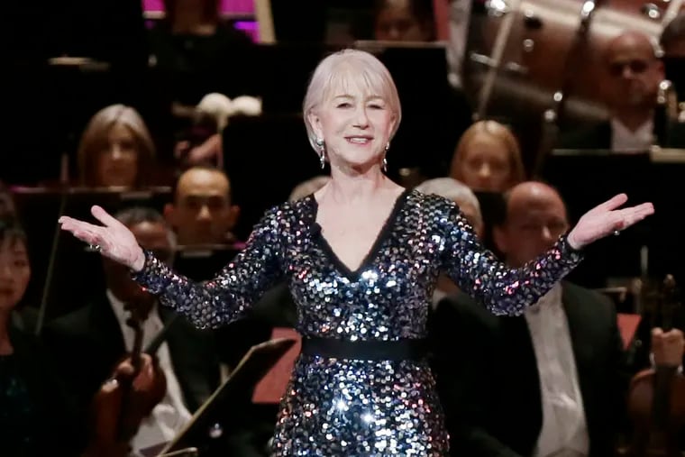 Helen Mirren on stage at the Academy of Music 162nd Anniversary Concert and Ball.