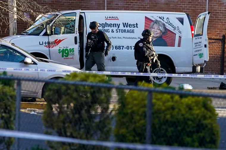 Bomb squad personnel searched a U-Haul truck during an ongoing investigation in the Brooklyn borough of New York on Tuesday.