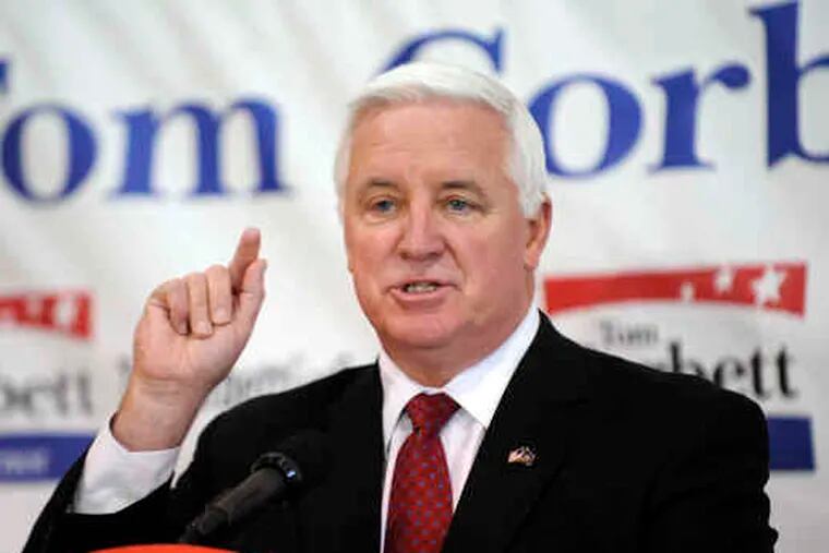Democratic gubernatorial candidate Dan Onorato (left) favors a Big Gas tax; his GOP rival, Tom Corbett (right) does not.