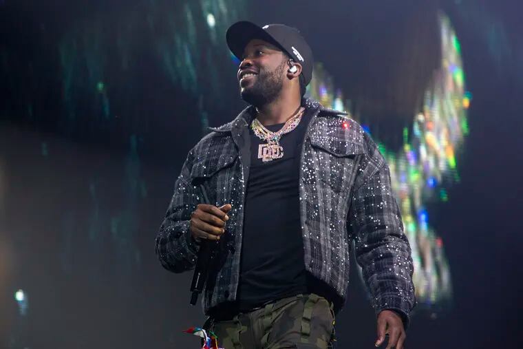 Meek Mill performs at the BB&T Pavilion in Camden, N.J., on Friday, Sept. 13, 2019.