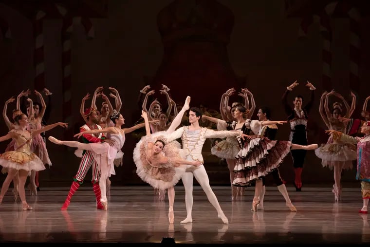 Lillian DiPiazza, Ian Hussey, and artists of Pennsylvania Ballet in "The Nutcracker" at the Academy of Music