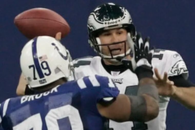 A.J. Feeley, under pressure from the Colts&#0039; Raheem Brock, will get the deal he had expected for 2007: being primary backup. In 2002, he led the team to a 4-1 record in the final five regular-season games.