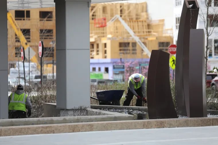 Construction workers at the King of Prussia Town earlier this year. A new bipartisan bill introduced in the state legislature in July could have a significant effect on the construction industry.