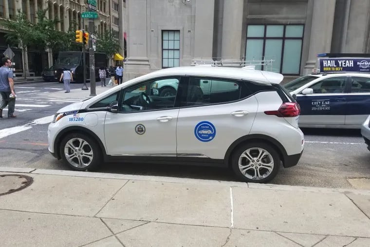 An electric vehicle currently owned by the City of Philadelphia for municipal use.