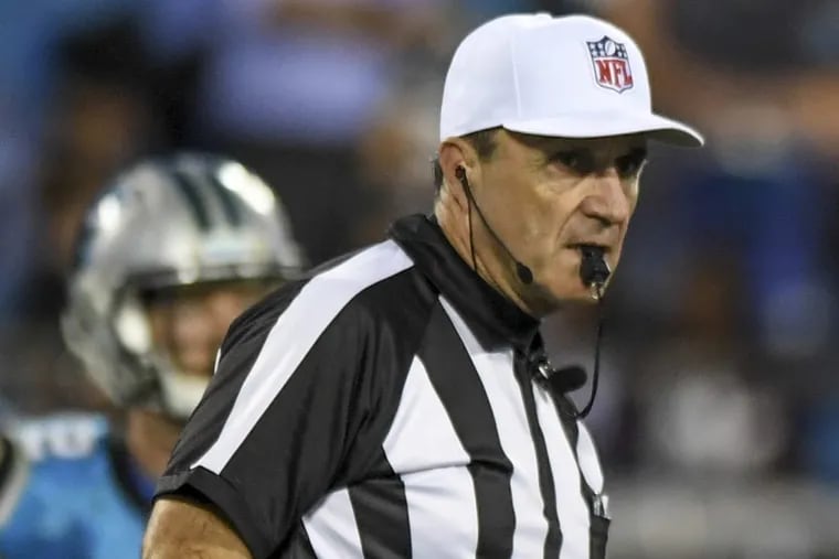 NFL referee Pete Morelli during the Eagles game against the Carolina Panthers October 12, 2017 in Charlotte. Morelli and his crew have come under criticism from the Eagles and their fans for calling a disproportionate amount of penalties against the team versus their opponents.