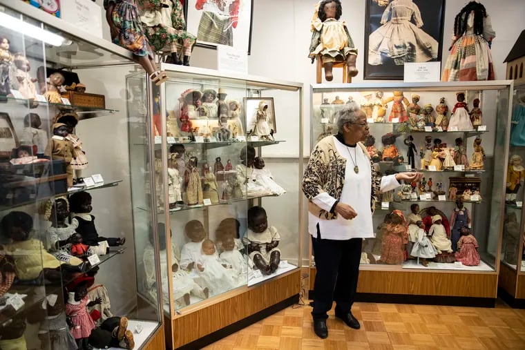 Museum Director Barbara Whiteman talks about some of the dolls in the collection at the Philadelphia Doll Museum in Philadelphia on March 29, 2023. The Ruth Foundation for the Arts has granted $400,000 over the next two years to help preserve the museum's collection of 300 dolls.