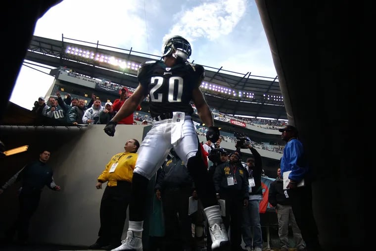 Brian Dawkins gets fired up before the start of a November 2003 game vs. the Giants at Lincoln Financial Field.