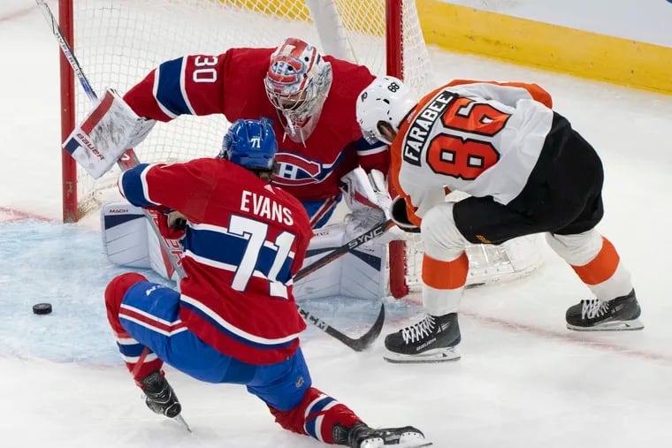 Canadiens goaltender Cayden Primeau held the Flyers offense in check, saving 29 of 30 shots on the night. The Flyers lost, 4-1.