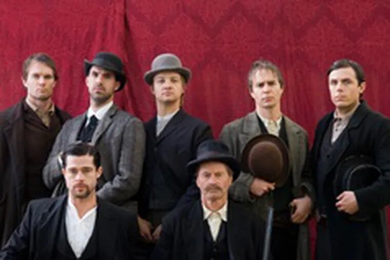 &quot;The Assassination of Jesse James by the Coward Robert Ford,&quot; which opens tomorrow in the region, features the James Gang (from left) Garret Dillahunt, Brad Pitt as Jesse James, Paul Schneider, Jeremy Renner, Sam Shepard as Frank James, Sam Rockwell, and Casey Affleck as Robert Ford.