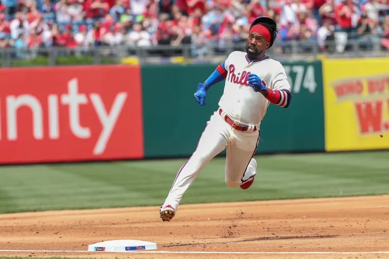 Phillies left fielder Andrew McCutchen was part of a Phillies contingent that visited the Negro Leagues Baseball Museum on Thursday in Kansas City.