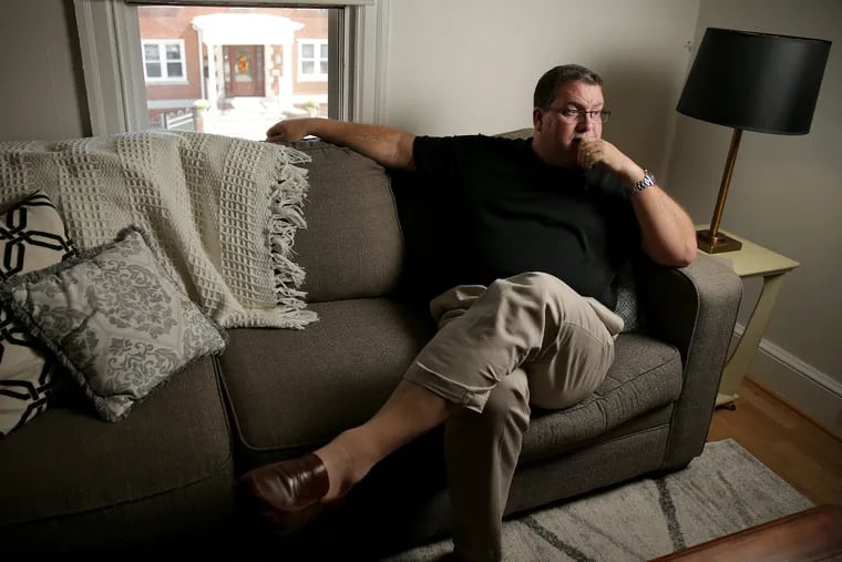 Mike McDonnell in his home in Bristol. Mike was 12 years old when Rev. Francis Trauger sexually abused him at a Montgomery County parish.