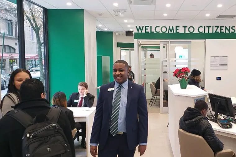 Citizens Bank's new Rittenhouse Square branch. The bank closed 28 area branches since 2008, but remains the largest network in the Philadelphia area. CEO Bruce Van Saun says he's updating branches, boosting pay and targeting dual-account customers to meet JPMorganChase's push into the area.