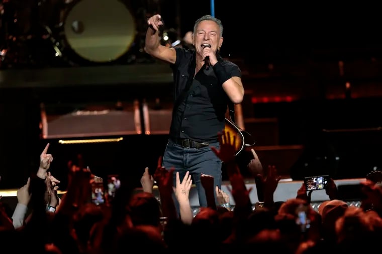 Bruce Springsteen performs onstage during the Bruce Springsteen and the E Street Band's 2023 tour stop at the Wells Fargo Center on March 16, 2023.