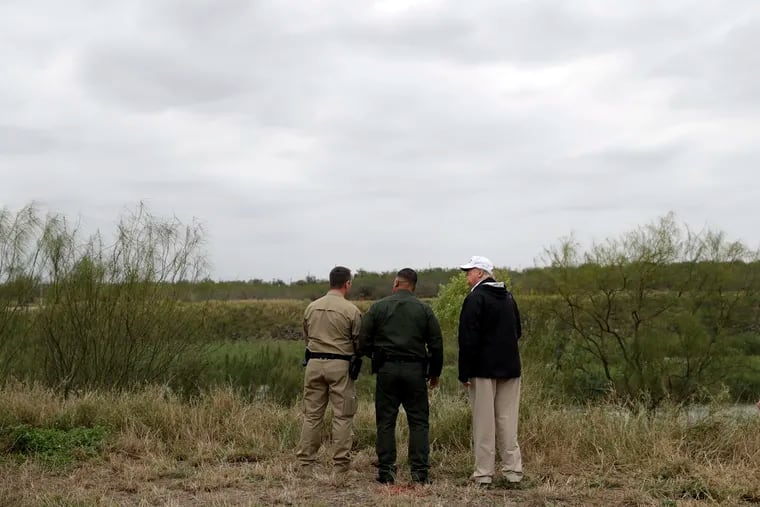 President Donald Trump tours the U.S. border with Mexico at the Rio Grande on the southern border in McAllen, Texas, earlier this month.