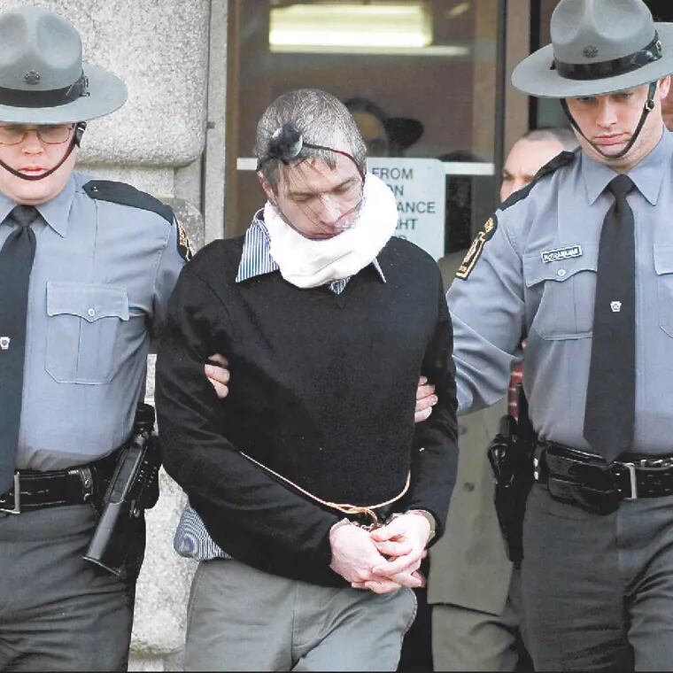 Serial killer Charles Cullen is led from the Lehigh County Courthouse in Allentown in March 2006 after receiving six life sentences for murders he committed in Pennsylvania.