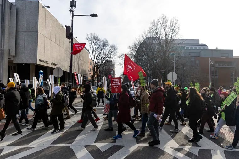 Temple University Students' Association, along with public officials and national union leaders, held a rally to support graduate students teaching and research assistants on strike on Feb. 2.