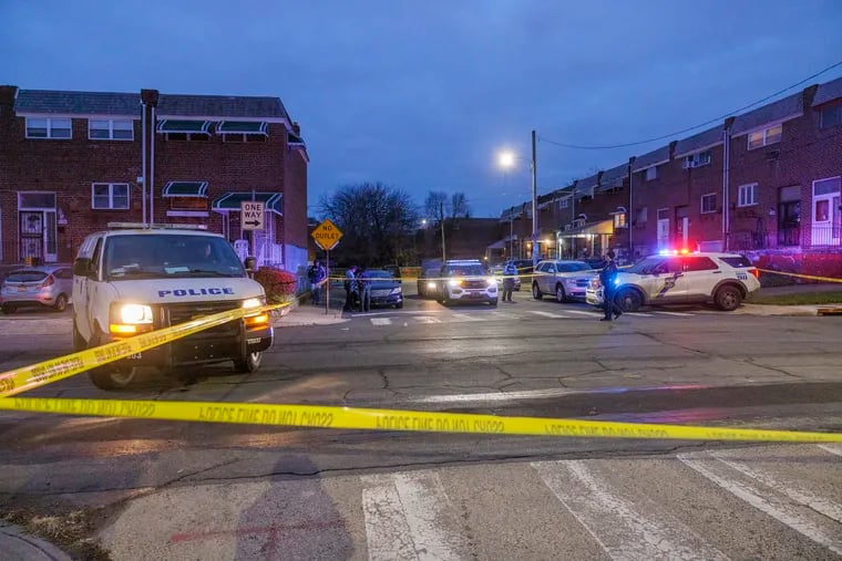 Philadelphia police in Yorktown where an officer was shot Wednesday morning.