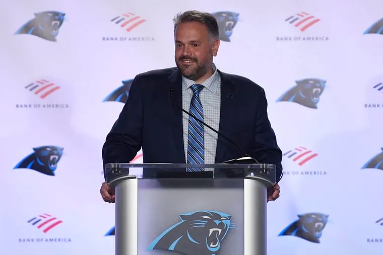 Carolina Panthers new head coach Matt Rhule during an introductory news conference in Charlotte.
