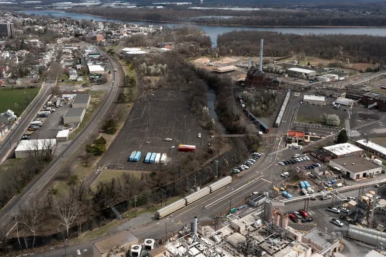 The Trinseo Altuglas facility in Bristol, Pa. on Monday, March 27, 2023. An estimated 8,100 gallons of a latex emulsion solution spilled into Otter Creek and then into the Delaware River late Friday.