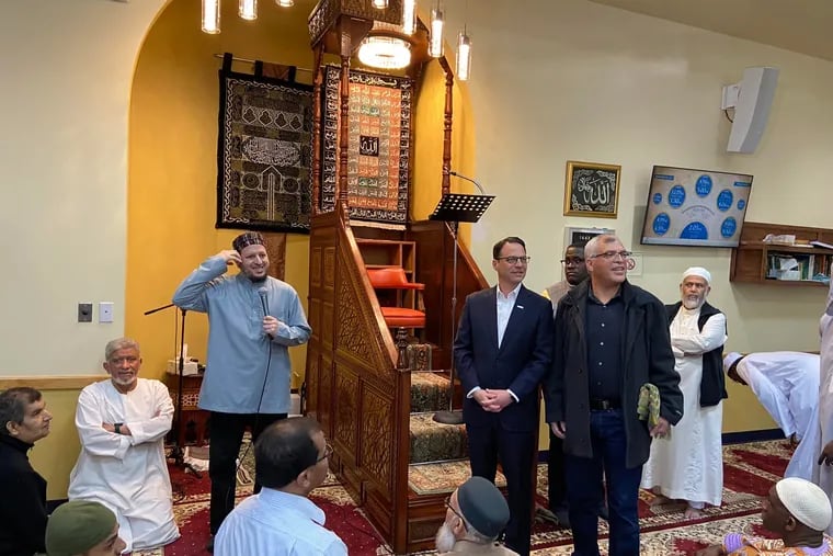 Democratic gubernatorial candidate Josh Shapiro (middle, right) joining Muslim community members during Ramadan in April.