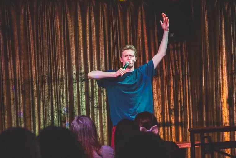 Comedian Jamie Wolf performs at Franky Bradley's on April 16, 2022 for Next in Line Comedy show.