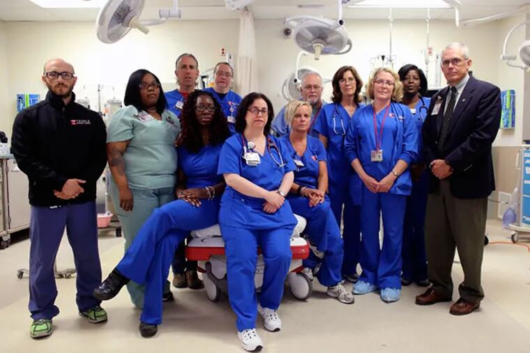Temple University Hospital emergency room staff members. (Joseph Kaczmarek/For the Daily News)