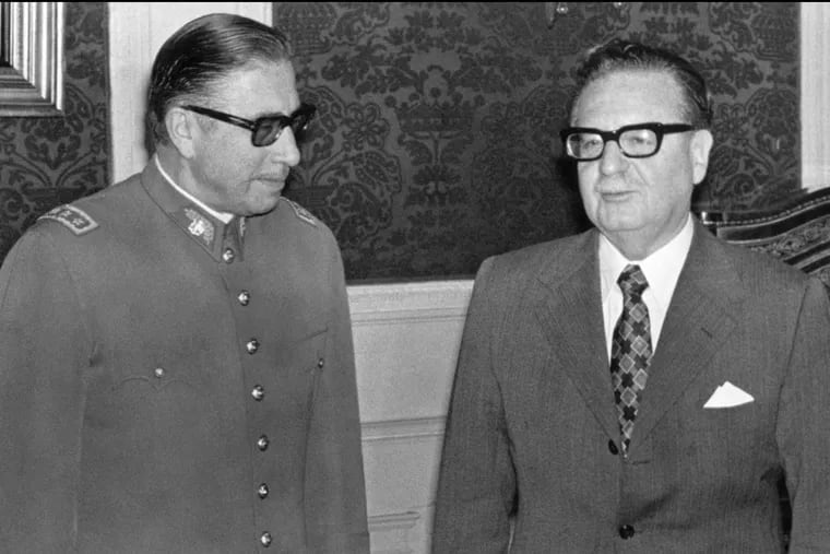 Gen.  Augusto Pinochet (left) with Chilean President Salvador Allende in Santiago three weeks before the coup that overthrew Allende and put Pinochet in power for 17 years.