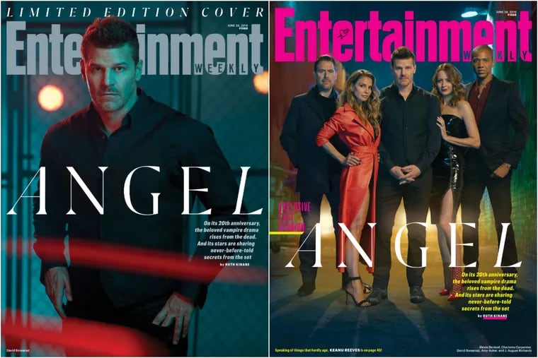 Entertainment Weekly covers mark the 20th anniversary of the TV show "Angel," the "Buffy the Vampire Slayer" spinoff that starred Philly's David Boreanaz.The June 28 issue goes on sale on Friday, June 21.