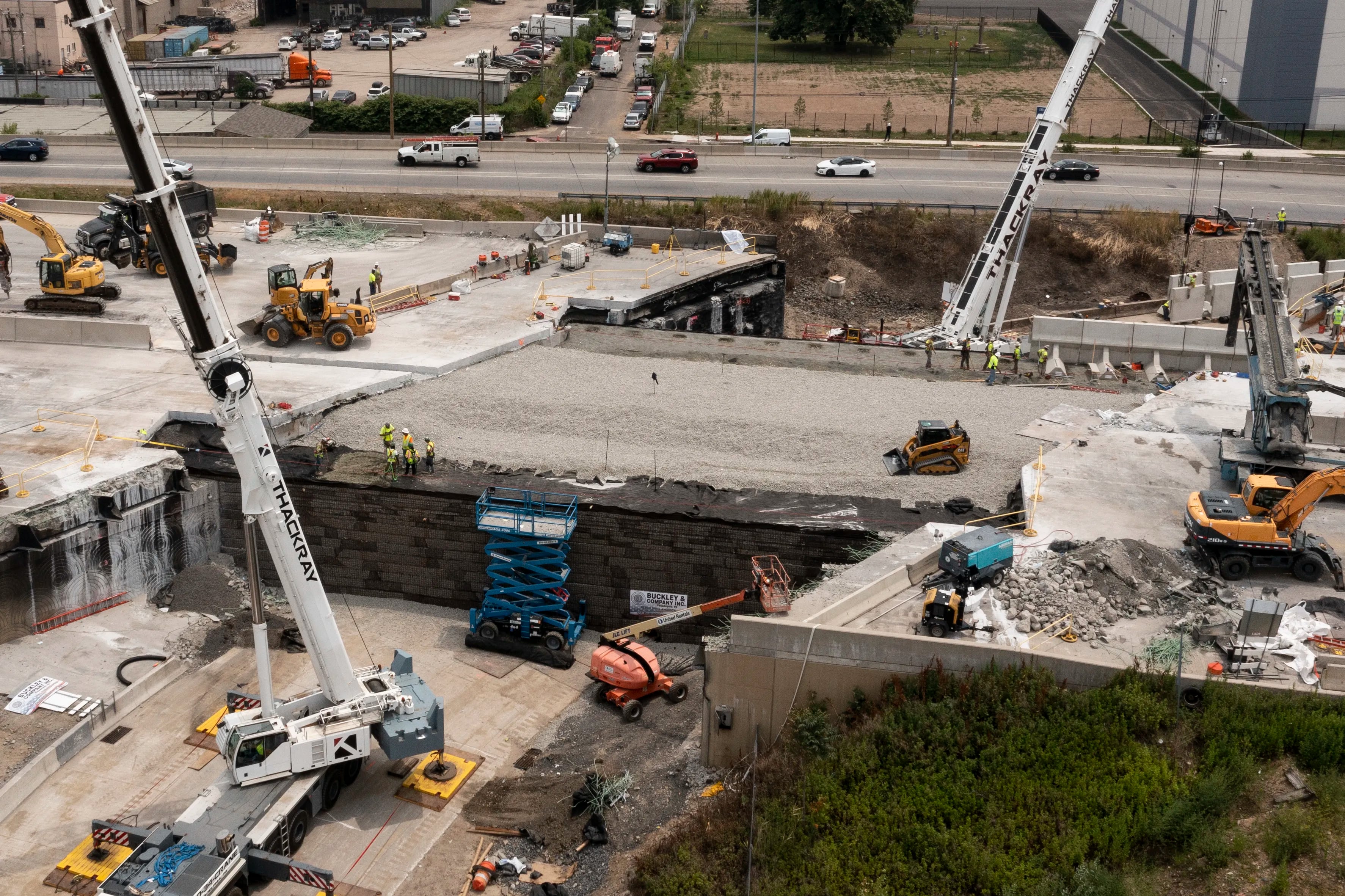 Construction continues on the collapsed section of I-95 in Northeast Philadelphia on Tuesday. 