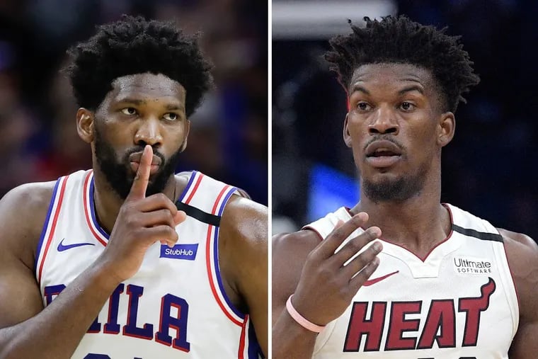 Sixers star Joel Embiid' (left) Instagram back-and-forth with former teammate Jimmy Butler Monday night is getting a lot of attention in the sports media world.