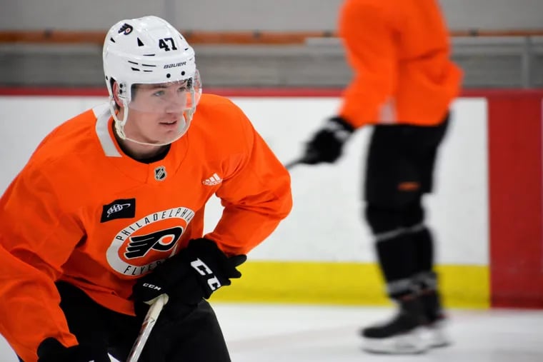 Defenseman Ronnie Attard participates in his first practice with the Flyers on Thursday.