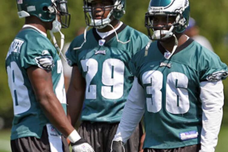 The Eagles&#0039; backfield is getting crowded with (from left) Correll Buckhalter, Tony Hunt and Brian Westbrook. There might not be room for Ryan Moats.