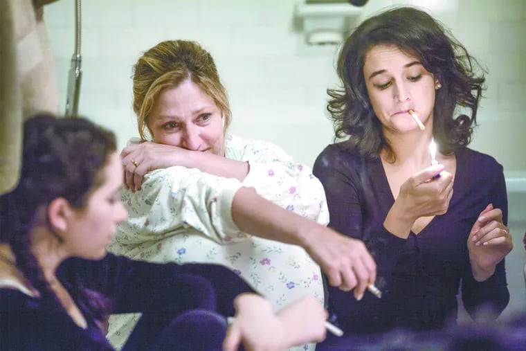 &quot;Landline&quot;: Edie Falco plays a mother in 1995 Manhattan with Abby Quinn (left) and Jenny Slate as her daughters.