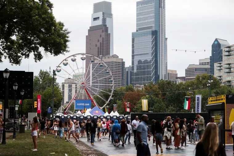 People arrive for Made in America in Philadelphia in 2021. This year's Made in America festival is set for Sept. 2-3.