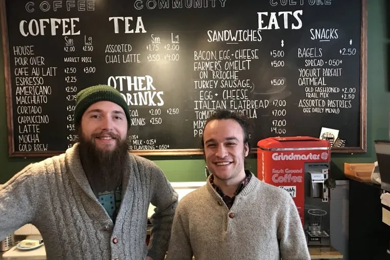 Miles Butler (right) and Jeff Podlogar (left) are the owners of the Germantown Expresso Bar. “We’re aware that we have more power locally, and that there’s a lot of chaos and cacophony in Washington that’s important to have a pulse on — but that our power … is really in holding our local politicians accountable,” said Butler.