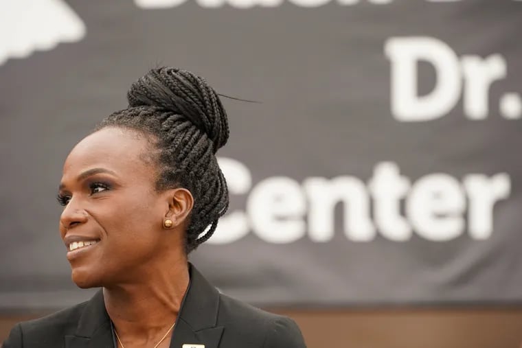 Ala Stanford speaks at the ribbon cutting of the Dr. Ala Stanford Center for Health Equity in Philadelphia, Pa., on October 27, 2021. The center was opened with the goal of making healthcare accessible for those in communities who might struggle to get proper healthcare treatment.
