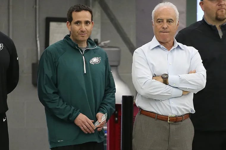 Eagles' executive vice president of football operations Howie Roseman (left) and chairman and chief executive officer Jeffrey Lurie.