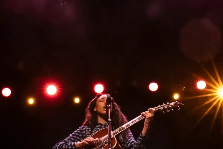 British singer and songwriter Corinne Bailey Rae warms up in front of a small group of Philadelphia school students at the Union Transfer on Wednesday, July 31, 2019.