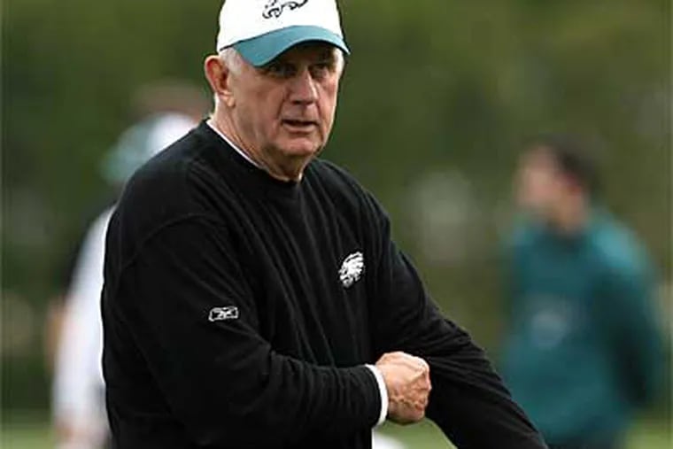 The Eagles announced today that 67-year-old defensive coordinator Jim Johnson is battling cancer. (Yong Kim / File photo)