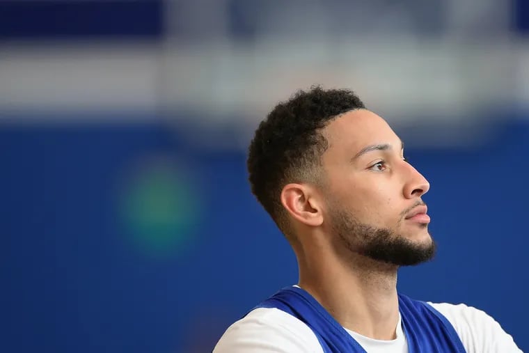 The Sixers' Ben Simmons  is questionable for Thursday night's game vs. the Brooklyn Nets.