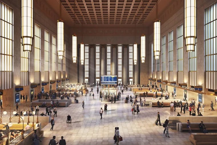 Artist's rendering of main hall at 30th Street Station after renovations.