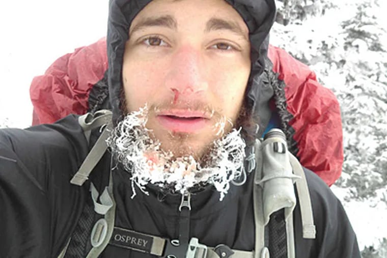 Ian Sarmento of Chester County took a photo of himself with an ice-covered beard.