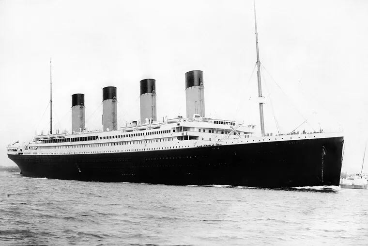 Titanic departing Southampton, England, on its ill-fated Atlantic crossing to New York in April 1912.