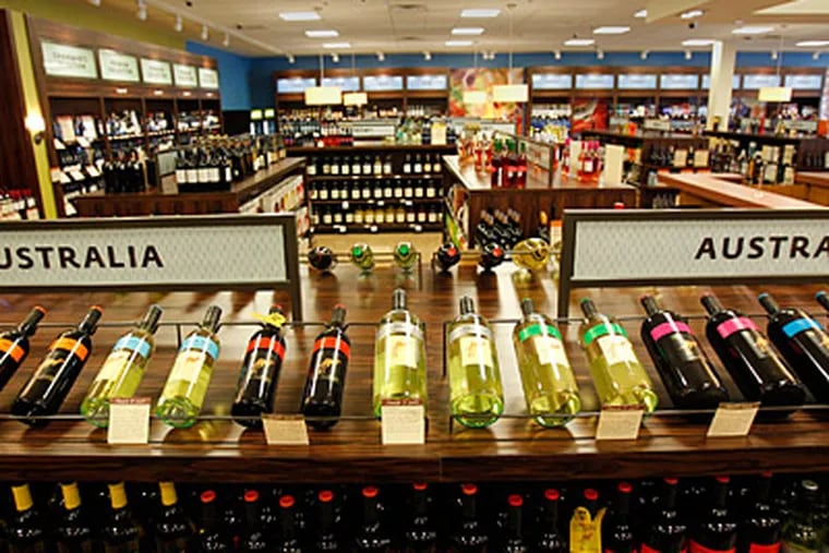 Bottles of wine are on display inside the Wine and Spirits Shoppe at 1940  Columbus Blvd in Philadelphia. (David Maialetti / Staff Photographer)