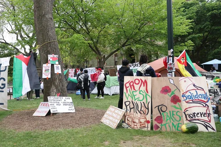 Protesters have set up an encampment at Penn calling for the university to disclose its financial holdings, divest from any investments in the Israeli-Hama war, and provide amnesty for pro-Palestinian students facing discipline over past protests.