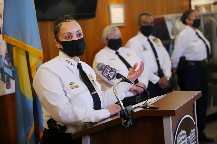 Philadelphia Police Commissioner Danielle Outlaw speaks during a news conference on Jan. 28.